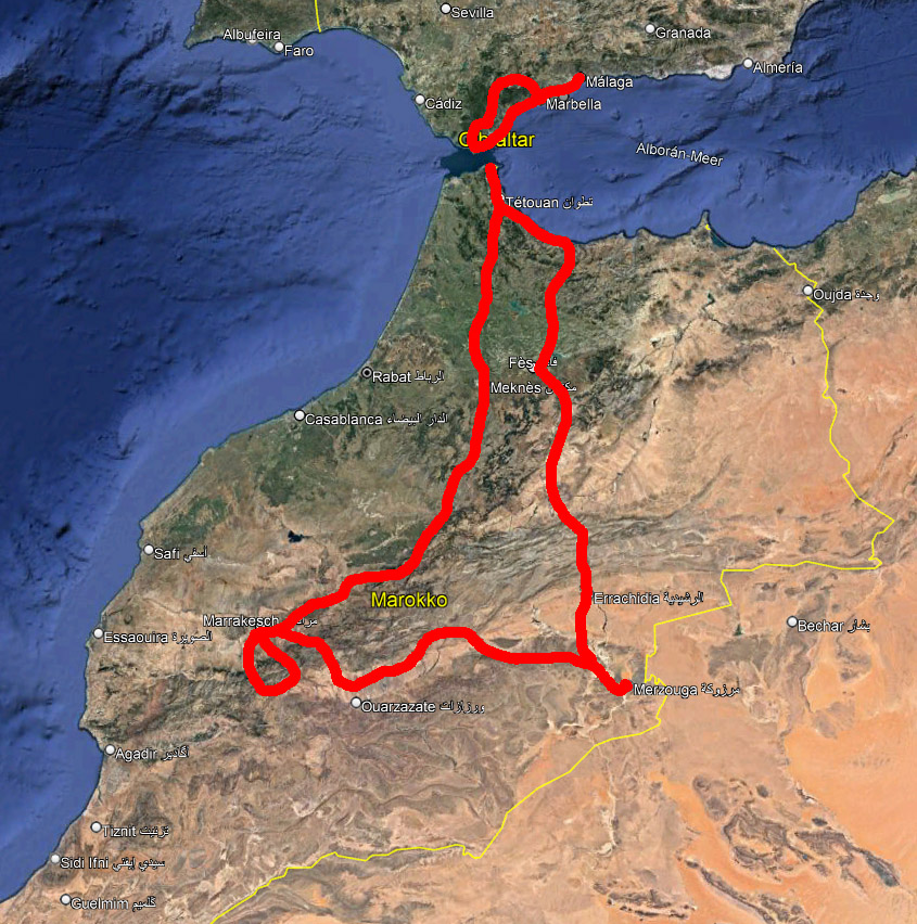 Marokko Motorradtour Karte